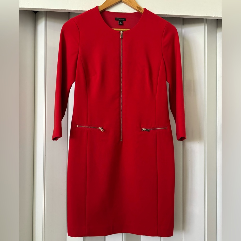 Ann Taylor Red Zipper Dress